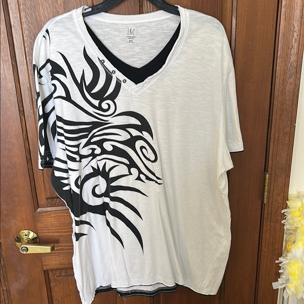 INC International Concepts Men's White and Black Tribal Tee